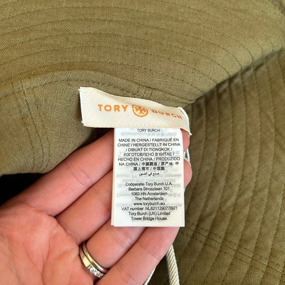 Tory Burch T Monogram Jacquard Reversible Bucket Hat Hazel Tan Brown Gold